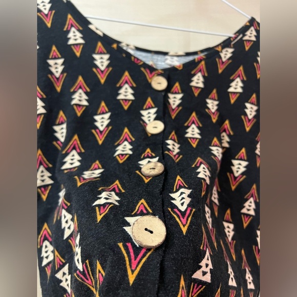 ⚫️ BOGO Rachel Zoe Black and Cream Geometric Pattern Blouse Size Large - Picture 4 of 6